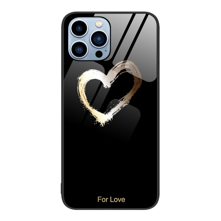 For iPhone 14 Pro Max Colorful Painted Glass Phone Case