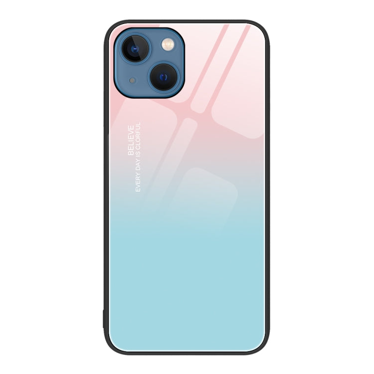 For iPhone 14 Plus Colorful Painted Glass Phone Case
