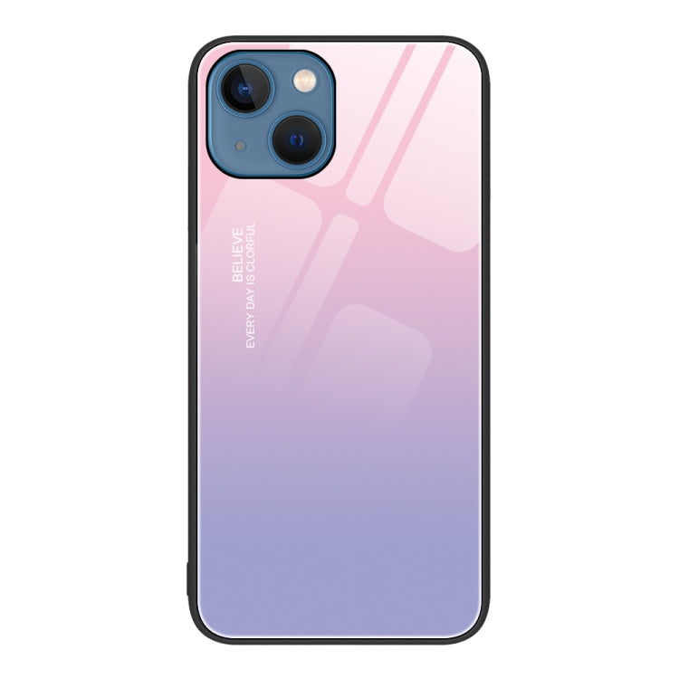 For iPhone 14 Plus Colorful Painted Glass Phone Case