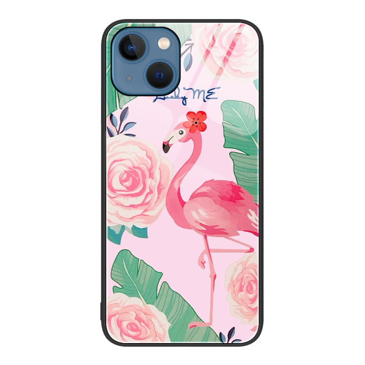 For iPhone 14 Plus Colorful Painted Glass Phone Case