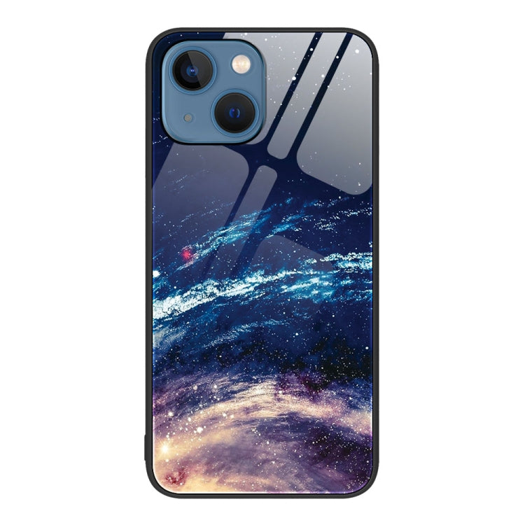 For iPhone 14 Plus Colorful Painted Glass Phone Case