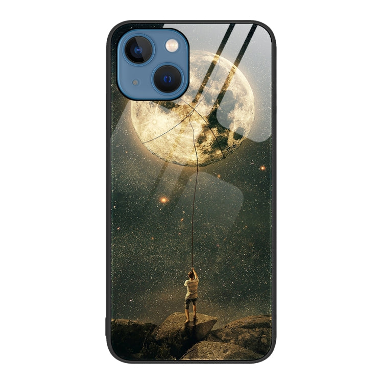 For iPhone 14 Colorful Painted Glass Phone Case