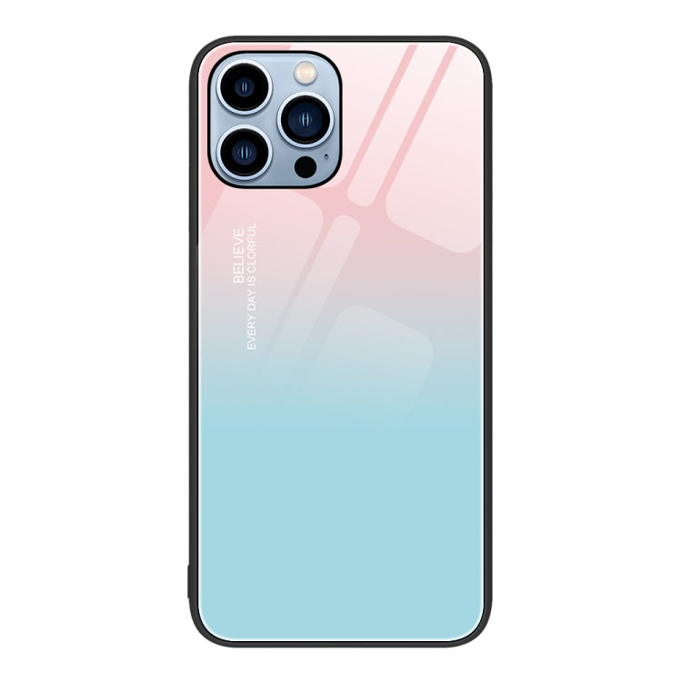 For iPhone 13 Pro Max Colorful Painted Glass Phone Case