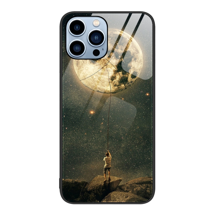 For iPhone 13 Pro Colorful Painted Glass Phone Case