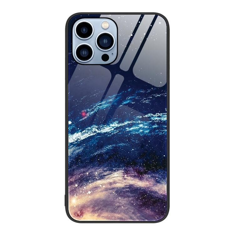 For iPhone 13 Pro Colorful Painted Glass Phone Case