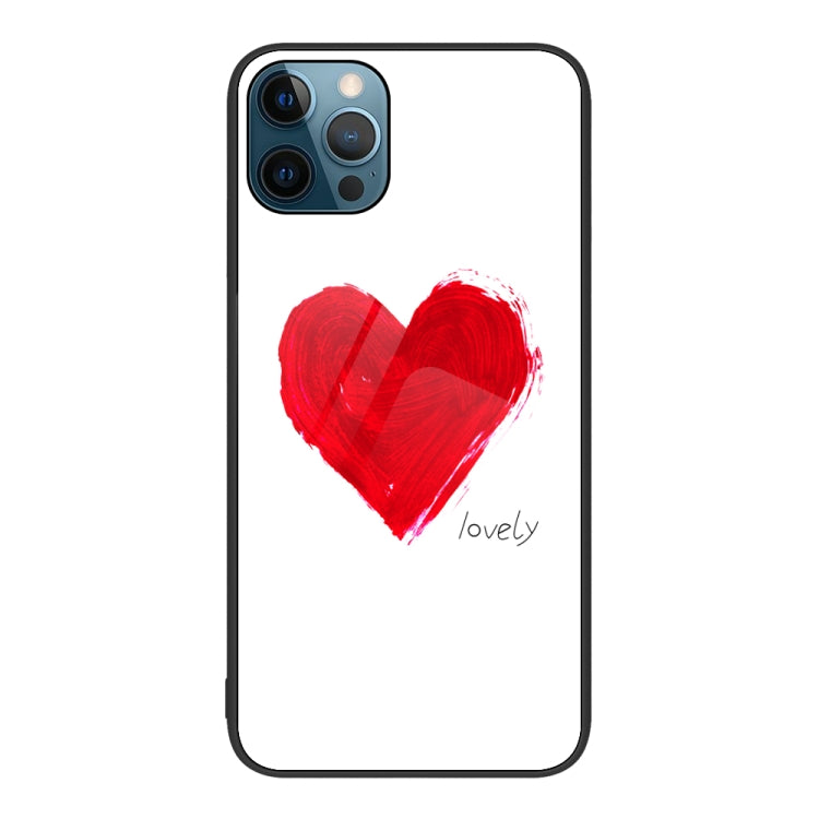 For iPhone 12 Pro Max Colorful Painted Glass Phone Case