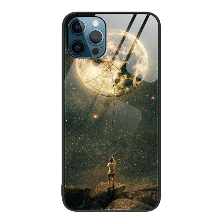 For iPhone 12 Pro Max Colorful Painted Glass Phone Case