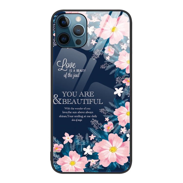 For iPhone 12 Pro Max Colorful Painted Glass Phone Case