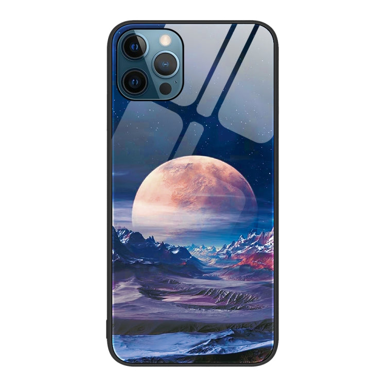 For iPhone 12 Pro Max Colorful Painted Glass Phone Case