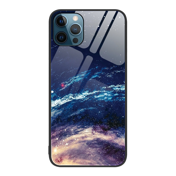 For iPhone 12 Pro Max Colorful Painted Glass Phone Case