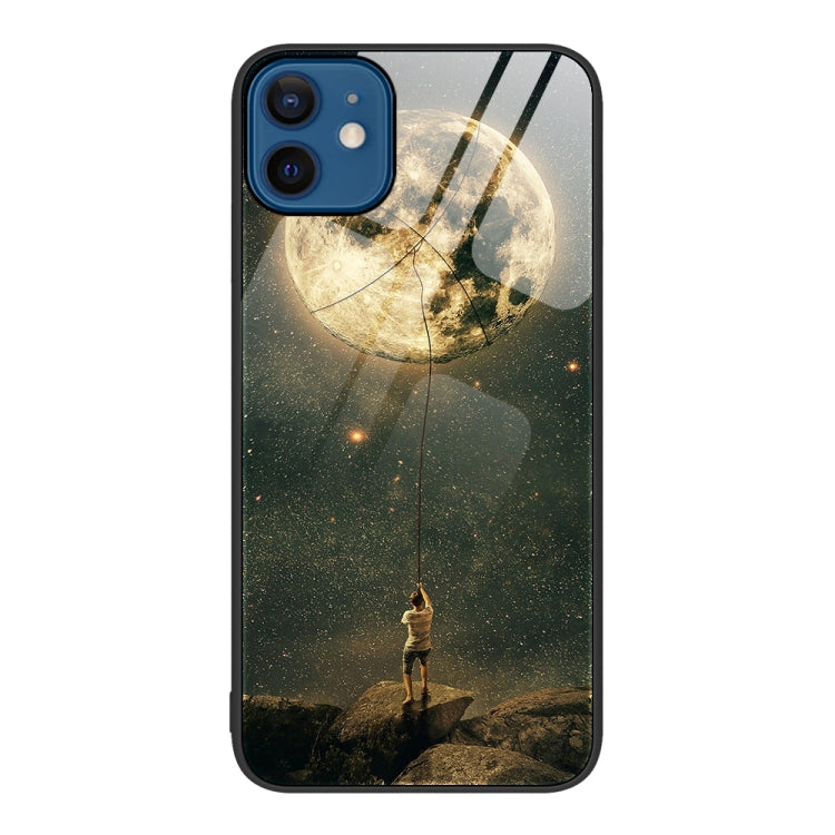For iPhone 12 / 12 Pro Colorful Painted Glass Phone Case