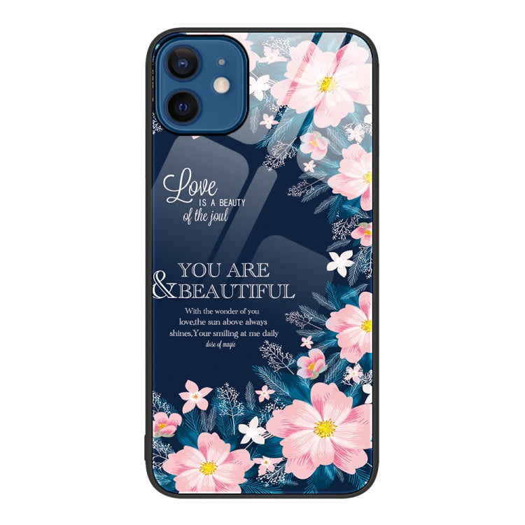 For iPhone 12 / 12 Pro Colorful Painted Glass Phone Case