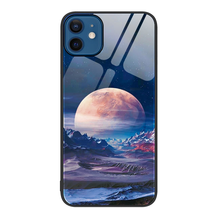 For iPhone 12 / 12 Pro Colorful Painted Glass Phone Case