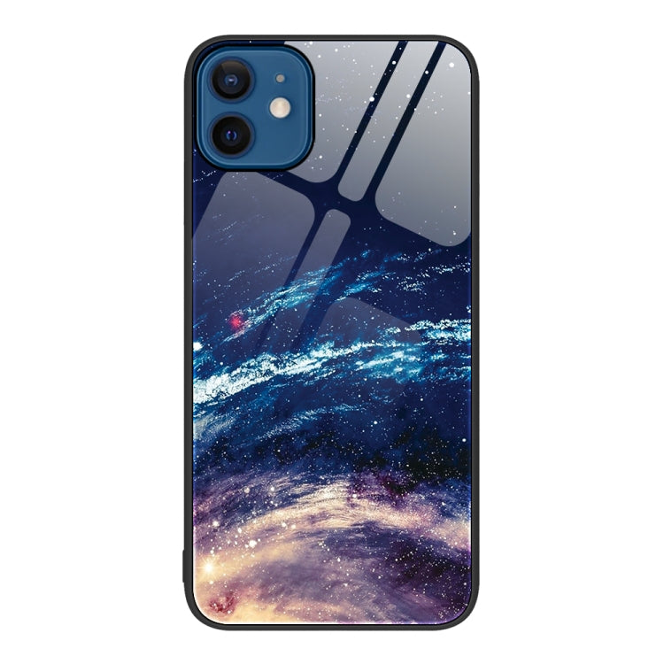 For iPhone 12 / 12 Pro Colorful Painted Glass Phone Case