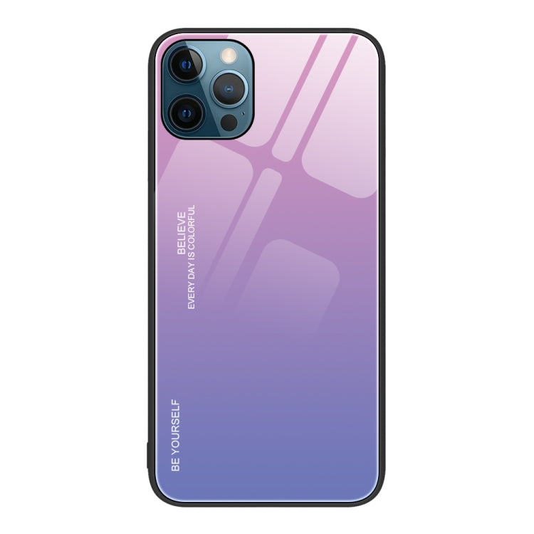 For iPhone 12 Pro Max Gradient Color Glass Case