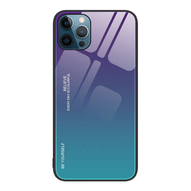 For iPhone 12 Pro Max Gradient Color Glass Case