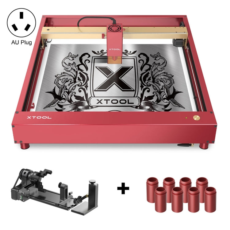 XTOOL D1 Pro-5W High Accuracy DIY Laser Engraving & Cutting Machine + Rotary Attachment + Raiser Kit, Plug Type:AU Plug