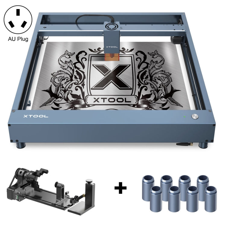 XTOOL D1 Pro-5W High Accuracy DIY Laser Engraving & Cutting Machine + Rotary Attachment + Raiser Kit, Plug Type:AU Plug