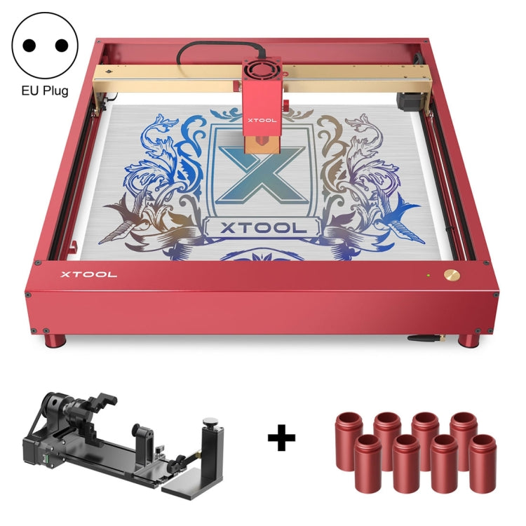 XTOOL D1 Pro-20W High Accuracy DIY Laser Engraving & Cutting Machine + Rotary Attachment + Raiser Kit, Plug Type:EU Plug