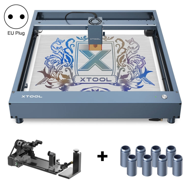 XTOOL D1 Pro-20W High Accuracy DIY Laser Engraving & Cutting Machine + Rotary Attachment + Raiser Kit, Plug Type:EU Plug