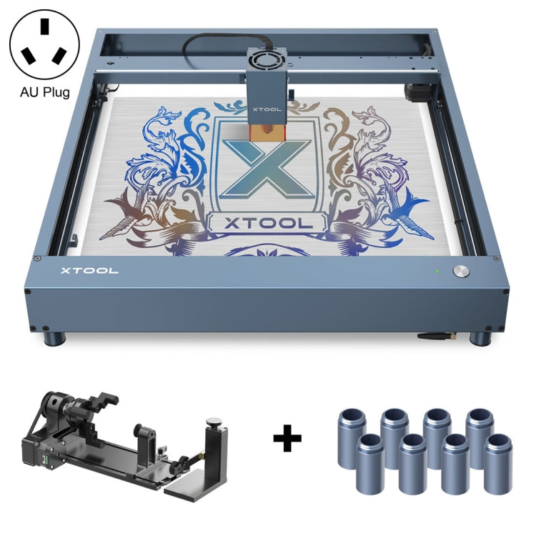XTOOL D1 Pro-20W High Accuracy DIY Laser Engraving & Cutting Machine + Rotary Attachment + Raiser Kit, Plug Type:AU Plug