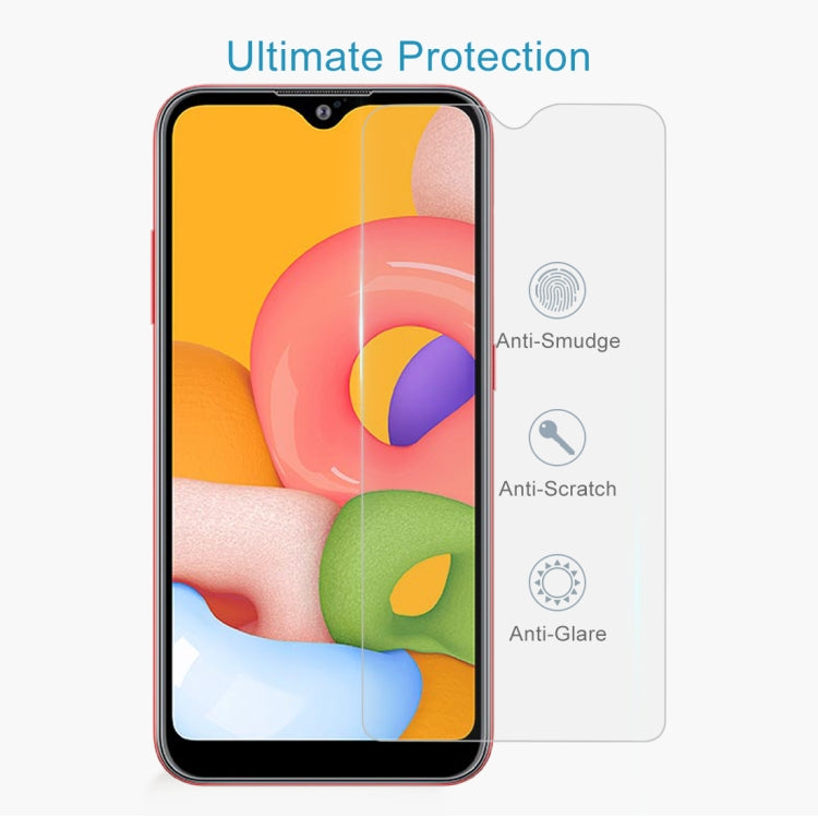 For Galaxy A01 50 PCS 0.26mm 9H 2.5D Explosion-proof Non-full Screen Tempered Glass Film