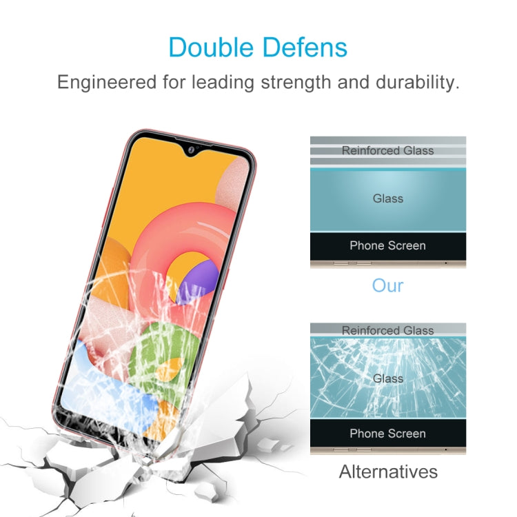 For Galaxy A01 50 PCS 0.26mm 9H 2.5D Explosion-proof Non-full Screen Tempered Glass Film
