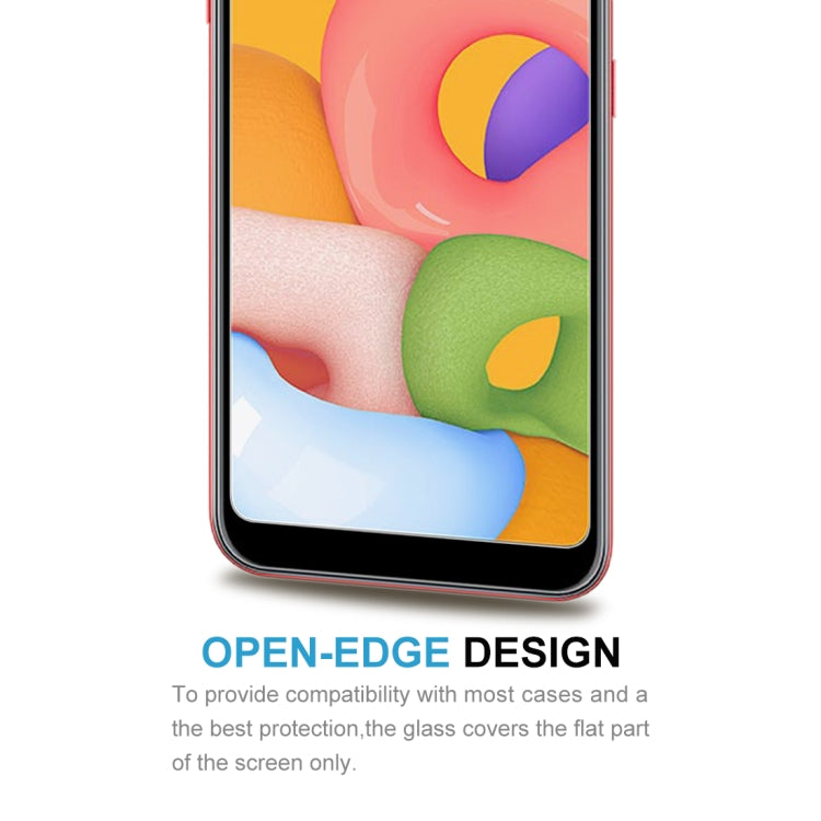 For Galaxy A01 50 PCS 0.26mm 9H 2.5D Explosion-proof Non-full Screen Tempered Glass Film