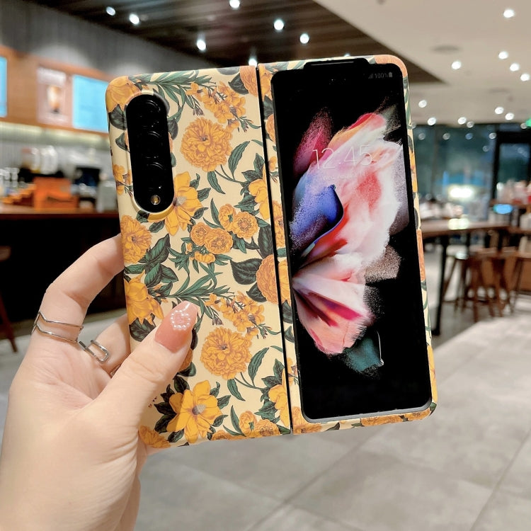 For Samsung Galaxy Z Fold4 Frosted Flower Pattern Protective Phone Case