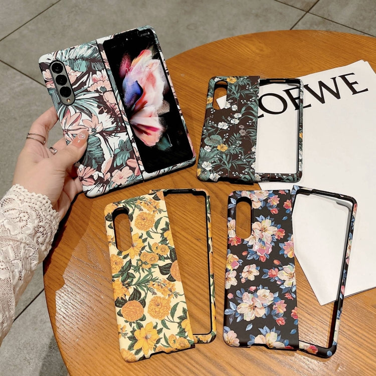 For Samsung Galaxy Z Fold4 Frosted Flower Pattern Protective Phone Case