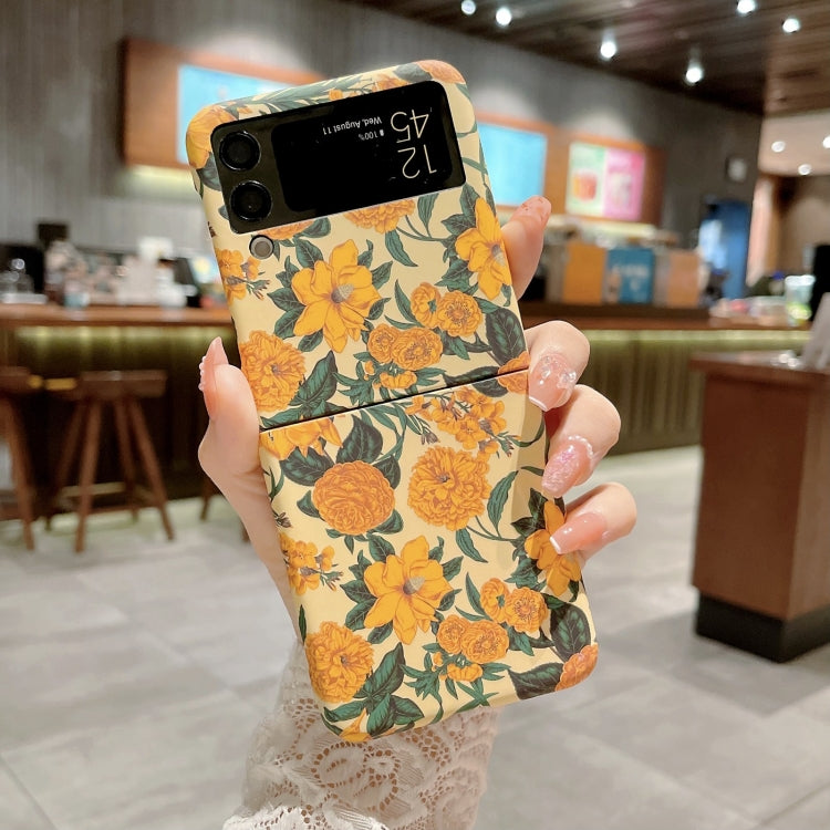 For Samsung Galaxy Z Flip4 Frosted Flower Pattern Protective Phone Case