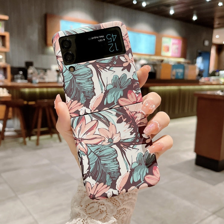For Samsung Galaxy Z Flip4 Frosted Flower Pattern Protective Phone Case