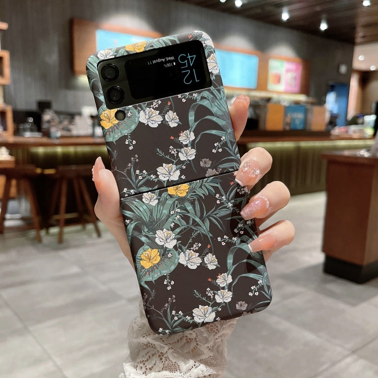 For Samsung Galaxy Z Flip4 Frosted Flower Pattern Protective Phone Case