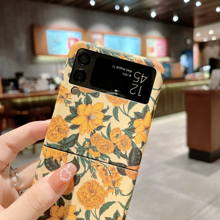 For Samsung Galaxy Z Flip4 Frosted Flower Pattern Protective Phone Case
