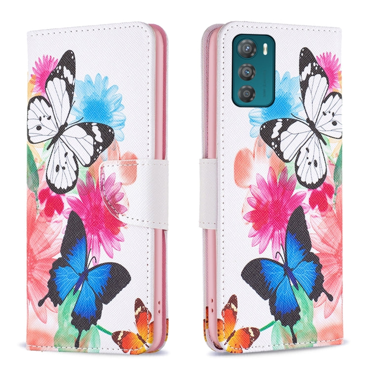 For Motorola Moto G42 4G Colored Drawing Pattern Leather Phone Case