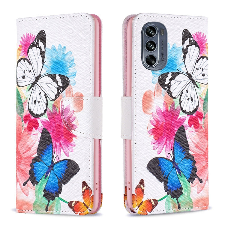 For Motorola Moto G62 Colored Drawing Pattern Leather Phone Case