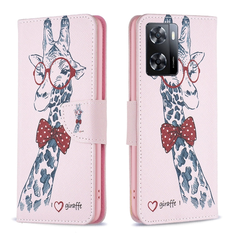 For OPPO A57 4G Colored Drawing Pattern Leather Phone Case