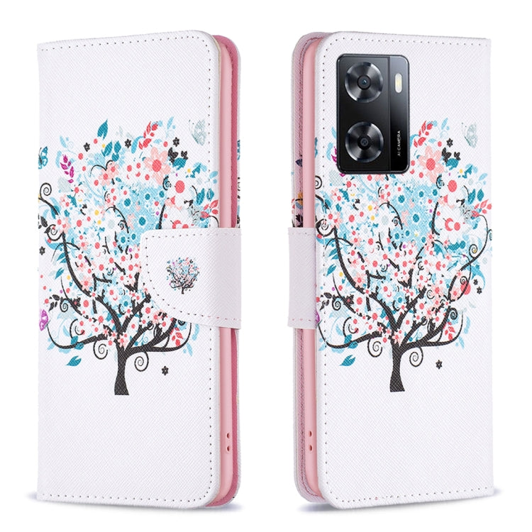 For OPPO A57 4G Colored Drawing Pattern Leather Phone Case