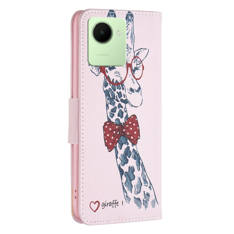 For Realme C30 Colored Drawing Pattern Leather Phone Case