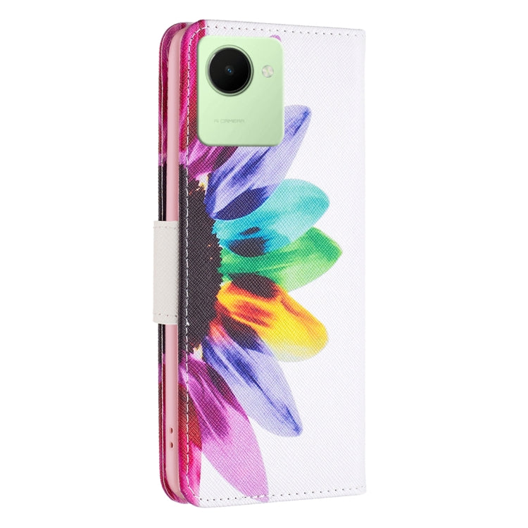 For Realme C30 Colored Drawing Pattern Leather Phone Case