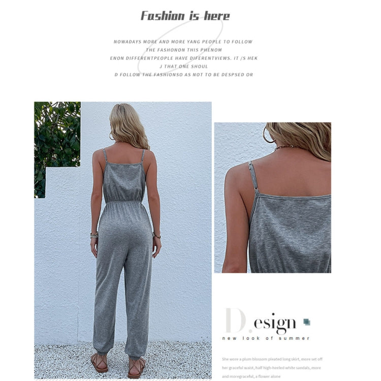 Casual One-piece Pants Sling Pleated Tie Jumpsuit, Size: