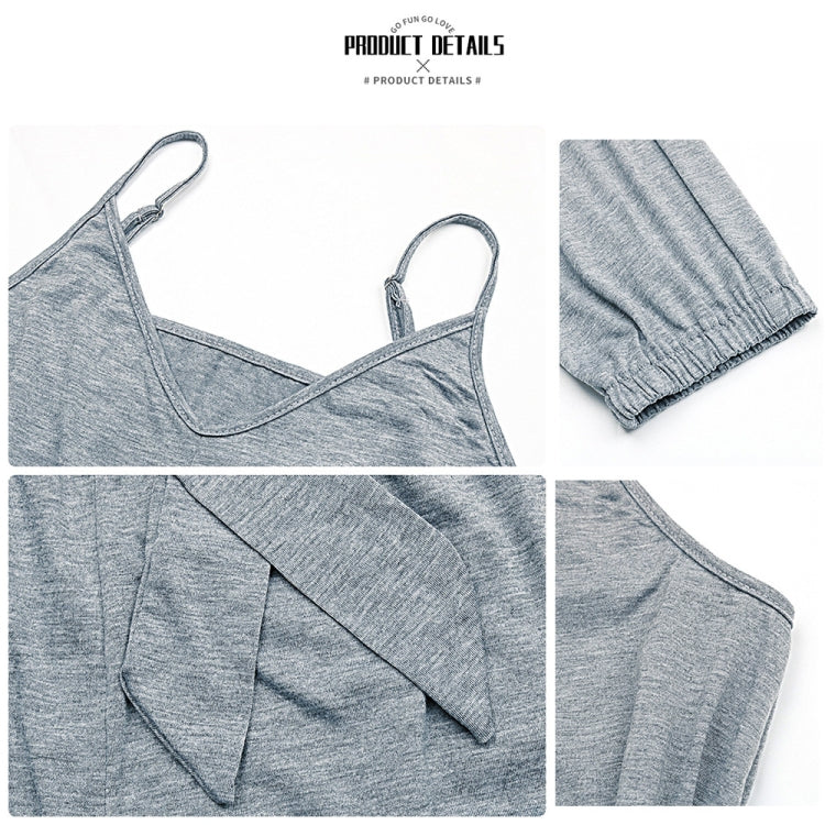 Casual One-piece Pants Sling Pleated Tie Jumpsuit, Size: