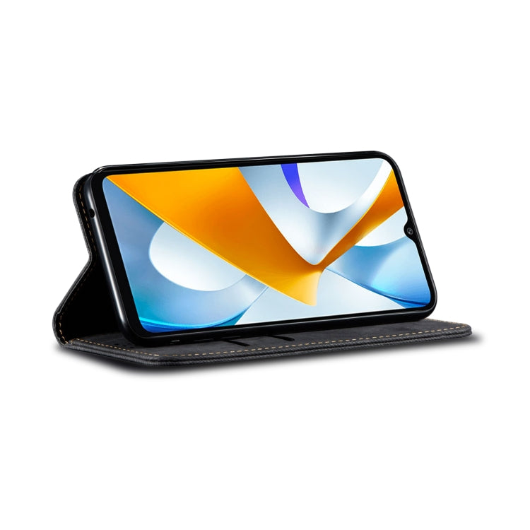 For Realme V23 / Narzo 50 / Oppo A77 5G / A57 4G Denim Texture Casual Style Horizontal Flip Leather Phone Case