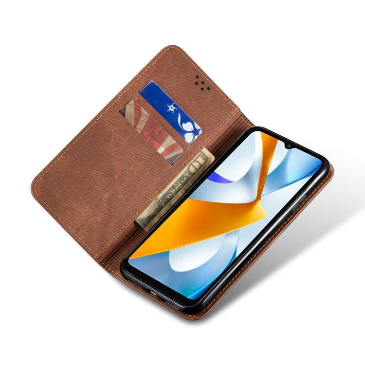 For Realme V23 / Narzo 50 / Oppo A77 5G / A57 4G Denim Texture Casual Style Horizontal Flip Leather Phone Case