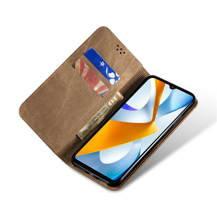 For Realme V23 / Narzo 50 / Oppo A77 5G / A57 4G Denim Texture Casual Style Horizontal Flip Leather Phone Case