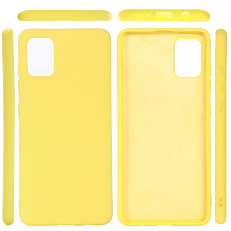 For Galaxy A41 Solid Color Liquid Silicone Dropproof Full Coverage Protective Case