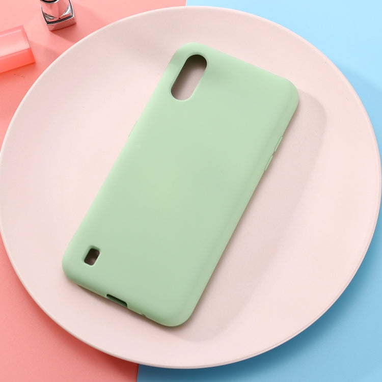 For Galaxy A01 Solid Color Liquid Silicone Dropproof Full Coverage Protective Case