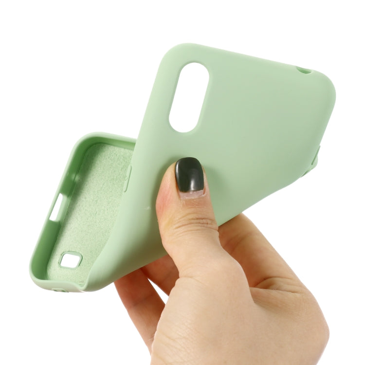 For Galaxy A01 Solid Color Liquid Silicone Dropproof Full Coverage Protective Case
