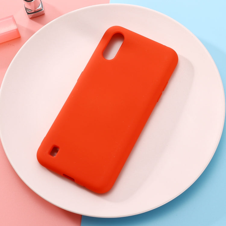 For Galaxy A01 Solid Color Liquid Silicone Dropproof Full Coverage Protective Case