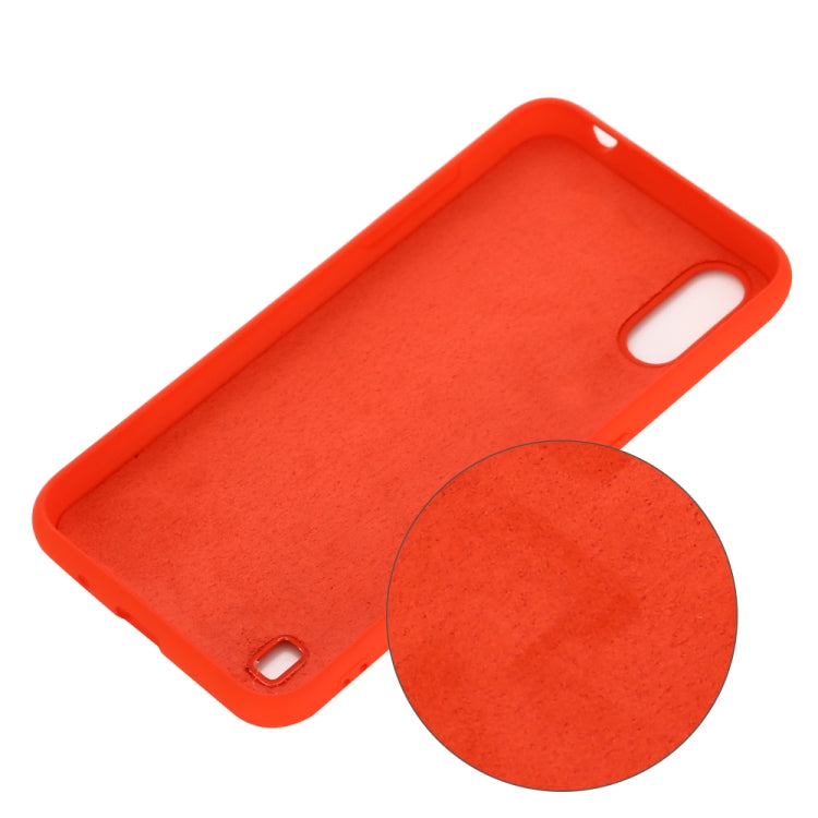 For Galaxy A01 Solid Color Liquid Silicone Dropproof Full Coverage Protective Case